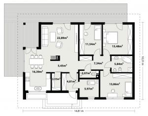 Endo drewniany - Rzut parteru (odbicie lustrzane)