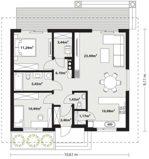 Gaja 5 drewniana - Rzut parteru