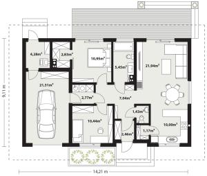 Galia 2 drewniana - Rzut parteru