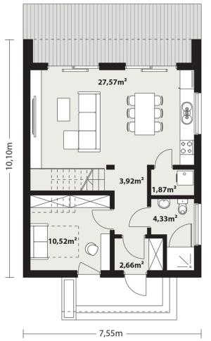 Zuza 2 drewniana - Rzut parteru